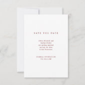 Weißer und dunkler Roter Text und Foto | Hochzeit Save The Date (Rückseite)