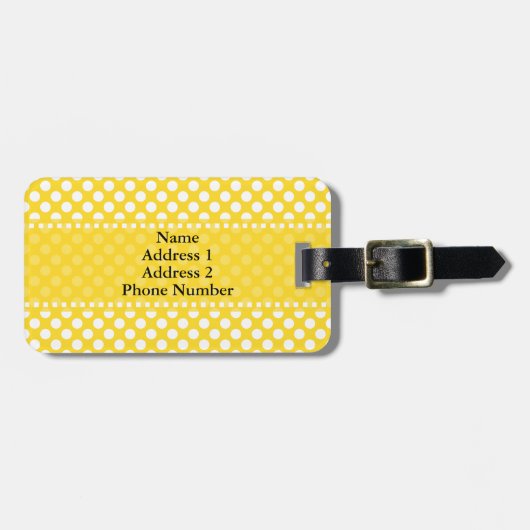 Weißer und gelber Polka-Dot Gepäckanhänger (Vorderseite horizontal)