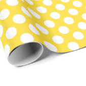Weißer und gelber Polka-Dot Geschenkpapier (Rolleneckpunkt)