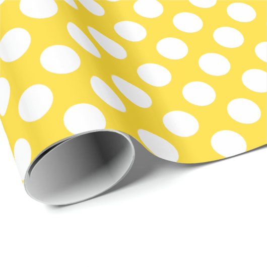 Weißer und gelber Polka-Dot Geschenkpapier (Rolleneckpunkt)
