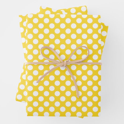 Weißer und gelber Polka-Dot Geschenkpapier Set (Beispiel)