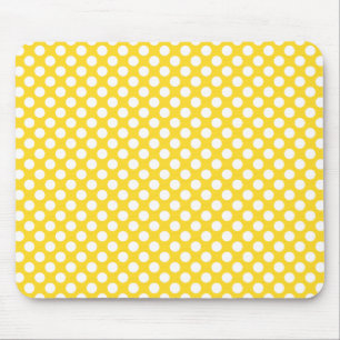Weißer und gelber Polka-Dot Mousepad
