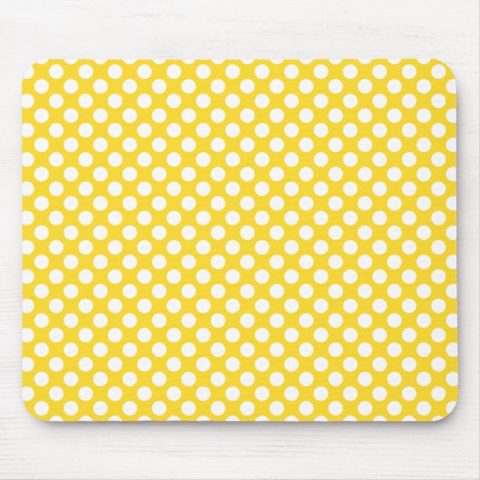 Weißer und gelber Polka-Dot Mousepad (Vorne)