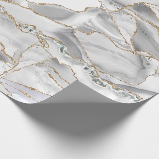 Weißer und Goldbarsch-Glitzer Geschenkpapier (Ecke)