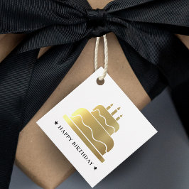 Weißer und goldener Geburtstagskuchen von Geschenkanhänger