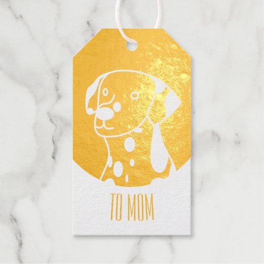 Weißer und goldener Hund mit benutzerdefinierten S Geschenkanhänger (Vorderseite)