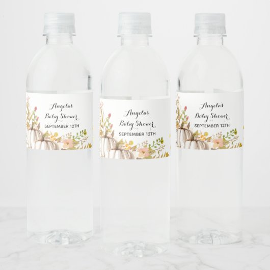 Weißer und goldener Kürbis Wasserfarbe Flasche Eti Wasserflaschenetikett (Flaschen)