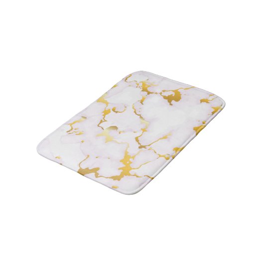 Weißer und goldener Marmor Badematte (Schrägansicht)