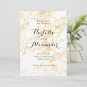 Weißer und goldener Marmor Einladung (Stehend Vorderseite)