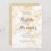 Weißer und goldener Marmor Einladung (Vorne/Hinten)