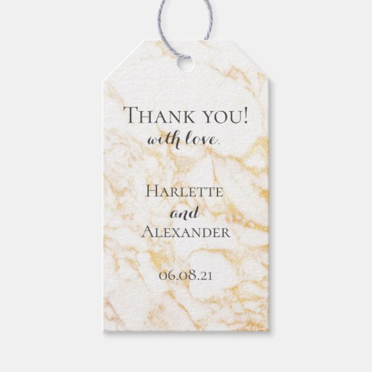 Weißer und goldener Marmor Geschenkanhänger (Vorderseite)