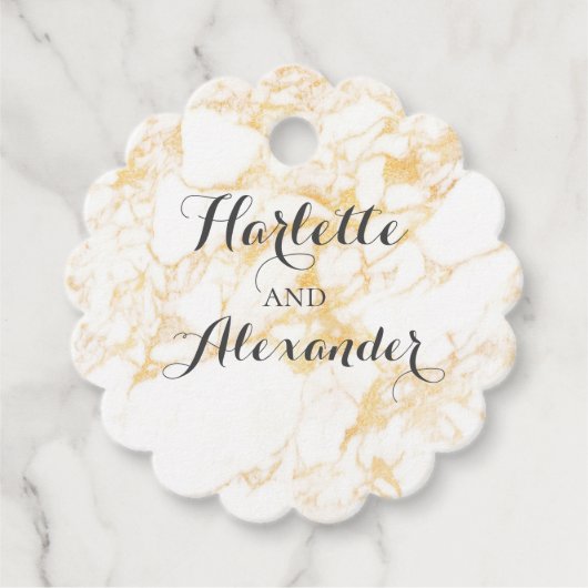 Weißer und goldener Marmor Geschenkanhänger (Vorderseite)