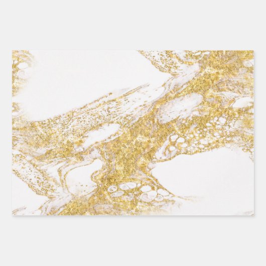 Weißer und goldener Marmor Geschenkpapier Set (Vorderseite 3)