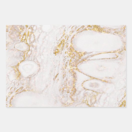 Weißer und goldener Marmor Geschenkpapier Set (Vorderseite 2)