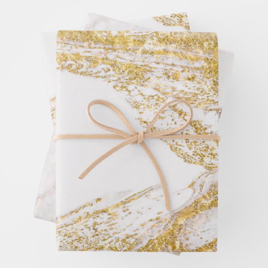 Weißer und goldener Marmor Geschenkpapier Set (Beispiel)