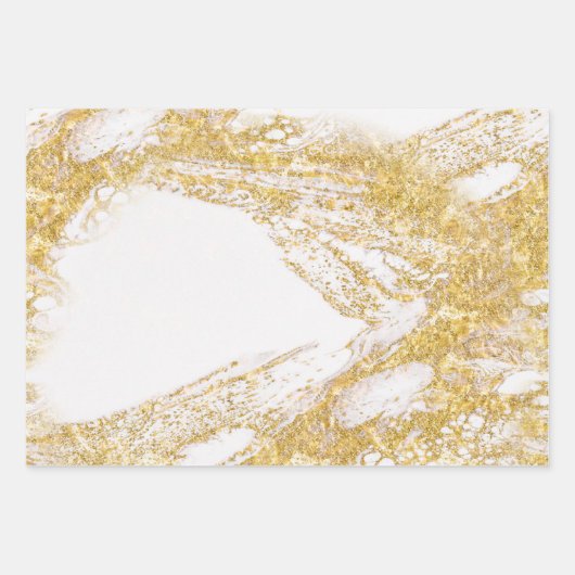 Weißer und goldener Marmor Geschenkpapier Set (Vorderseite)