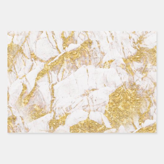 Weißer und goldener Marmor Geschenkpapier Set (Vorderseite 3)