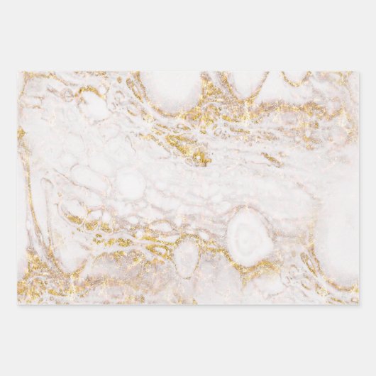 Weißer und goldener Marmor Geschenkpapier Set (Vorderseite)