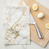 Weißer und goldener Marmor Geschirrtuch (Viertel Falte)