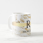 Weißer und goldener Marmor, Gold-Bar, Schwarz-Name Kaffeetasse (Vorderseite Links)
