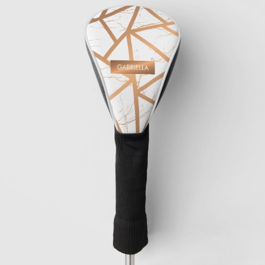 Weißer und goldener Marmor Golf Headcover (Vorderseite)
