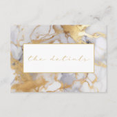 Weißer und goldener Marmor Hochzeit der Details Begleitkarte (Vorderseite)