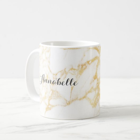 Weißer und goldener Marmor Kaffeetasse (Vorderseite Links)