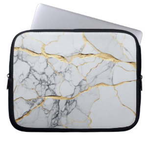 Weißer und goldener Marmor  Laptopschutzhülle