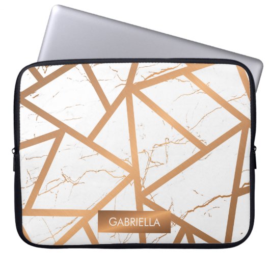 Weißer und goldener Marmor Laptopschutzhülle (Vorderseite)