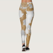 Weißer und goldener Marmor Leggings (Rückseite)