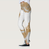 Weißer und goldener Marmor Leggings (Links)