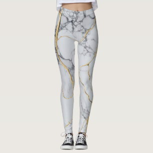Weißer und goldener Marmor Leggings
