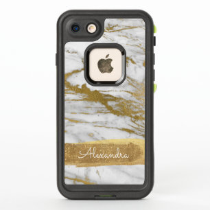 Weißer und goldener Marmor mit Goldfolie und Glitz