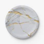 Weißer und goldener Marmor Pappteller (Vorderseite)