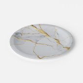 Weißer und goldener Marmor Pappteller (Schrägansicht)