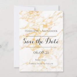 Weißer und goldener Marmor Save The Date