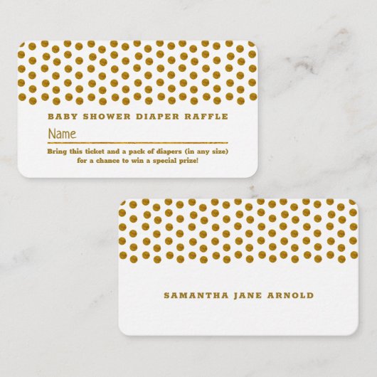 Weißer und goldener Polka-Dot , Windelkreuz Begleitkarte (Vorne/Hinten)