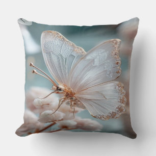 Weißer und goldener Schmetterling - Elegante Zuhau Kissen