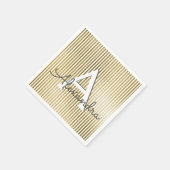 Weißer und goldener Streifen Monogramm Geburtstag Serviette (Ecke)