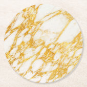weißer und goldgelber Marmorstein Runder Pappuntersetzer (Vorderseite)