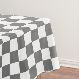 Weißer und grauer karierter Karo Tischdecke