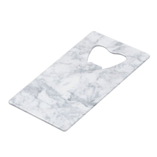 Weißer und grauer Marmor Geldbeutel Flaschenöffner (Rückseite Schrägansicht)