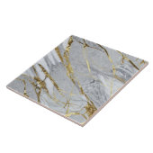 Weißer und grauer Marmor mit goldenen Akzenten Fliese (Seite)