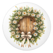 Weißer und grüner Daisy-Türkranz Keramikknauf (Vorderseite)