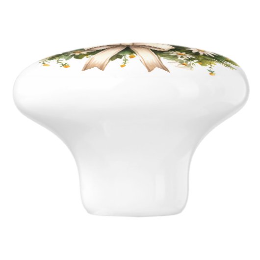 Weißer und grüner Daisy-Türkranz Keramikknauf (Seitenansicht)