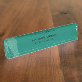Weißer und grüner Glitzer Namensplakette (Seite)