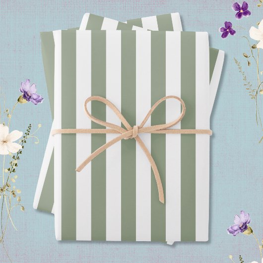 Weißer und grüner Streifen Geschenkpapier Set