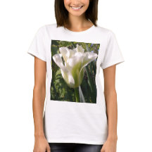 Weißer und grüner Tulpe-T - Shirt
