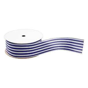 Weißer und Mitternachtsblauer Streifen Ripsband