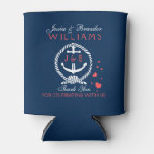 Weißer und Navy Blue Nautical Anker Dosenkühler (Vorderseite)